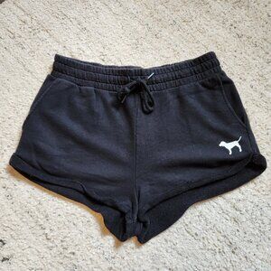 Victoria's Secret PINK black roll cuff lounge shorts with dog logo Size Medium